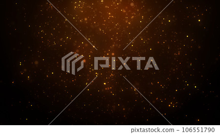 Gold particles, dust background. Glitter background. Ray of light. loop 106551790