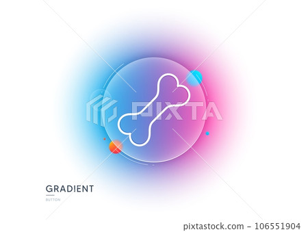 Dog bone line icon. Gradient blur button with glassmorphism. Pets food sign. Pet feeding symbol. Transparent glass design. Dog bone line icon. Vector Dog bone line icon. Gradient blur button with glassmorphism. Pets food sign. Pet feeding symbol. Transparent glass design. Dog bone line icon. Vector 106551904