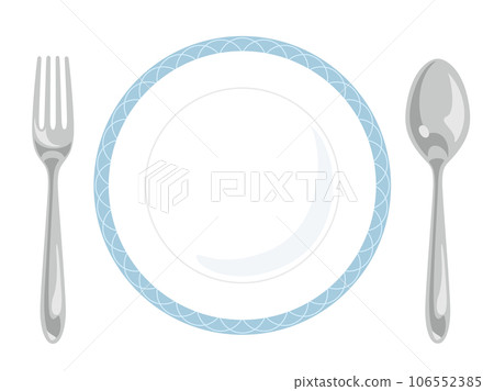 勺子、叉子和盤子/餐具的矢量圖解 106552385