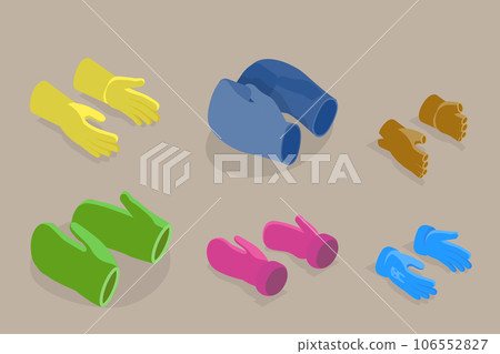 3D Isometric Flat Vector Set of Gloves 106552827