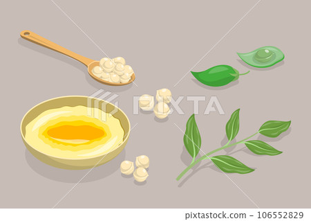 3D Isometric Flat Vector Set of Chickpea Dishses 106552829