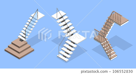 3D Isometric Flat Vector Set of Staircases 3D Isometric Flat Vector Set of Staircases 106552830