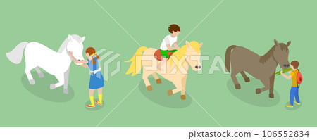 3D Isometric Flat Vector Set of Ponies 106552834