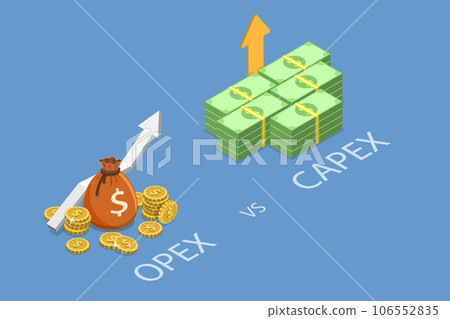 3D Isometric Flat Vector Conceptual Illustration of Opex Vs Capex 106552835