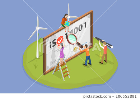 3D Isometric Flat Vector Conceptual Illustration of ISO Certification 106552891