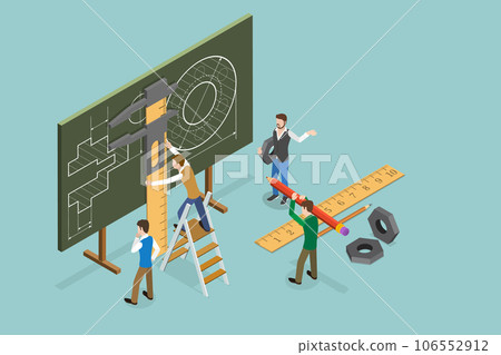 3D Isometric Flat Vector Conceptual Illustration of Mechanical Engineering 106552912