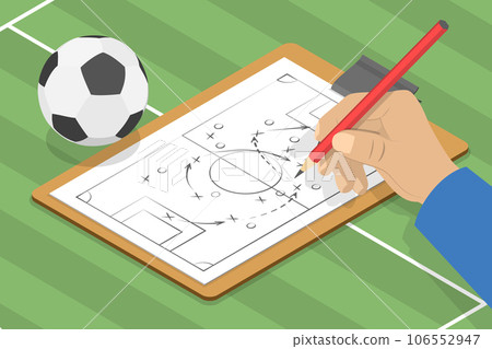 3D Isometric Flat Vector Conceptual Illustration of Football Game Tactics 106552947
