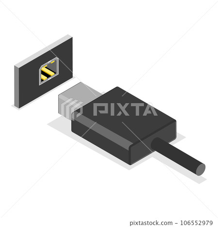 3D Isometric Flat Vector Set of USB Types. Item 4 106552979