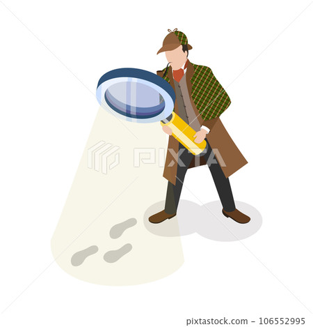 3D Isometric Flat Vector Set of Inspector Holmes Characters. Item 3 106552995
