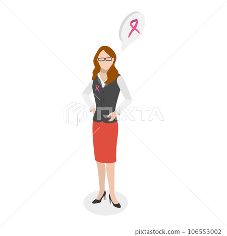 3D Isometric Flat Vector Illustration of Women with Pink Support Ribbons. Item 3 106553002