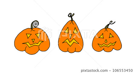 Doodle cartoon pumpkin lanterns 106553450