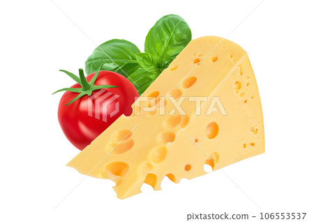 piece of cheese isolated on white background with full depth of field 106553537