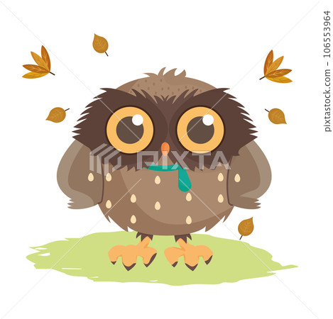 Isolated cute owl autumn animal Vector 106553964