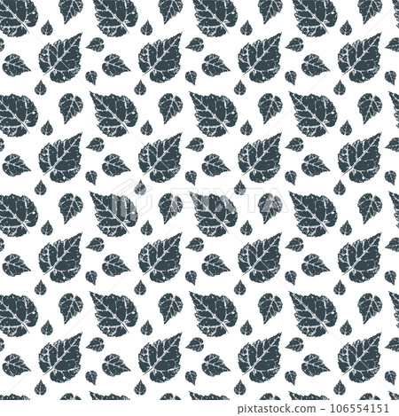 Leaf stamp print seamless pattern. Grunge autumn leaves imprints. 106554151
