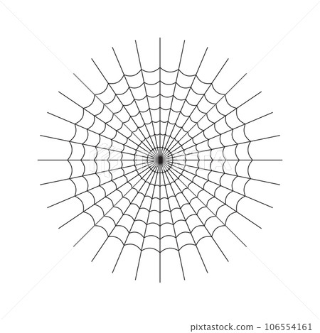 Symmetrical spider web icon. Geometric halloween badge. Minimal spooky sticker. 106554161