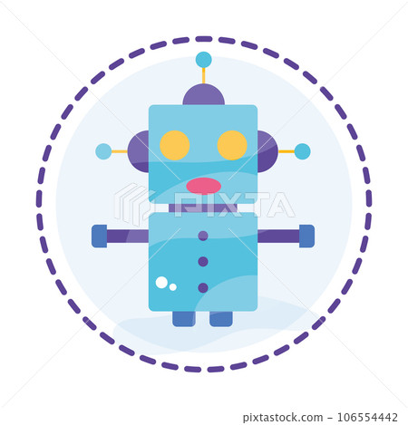 Isolated colored robot toy icon Flat design Vector 106554442