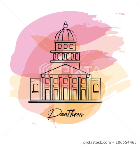 Isolated watercolor sketch of french pantheon France Vector Isolated watercolor sketch of french pantheon France Vector 106554463