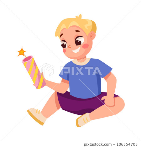 Little Boy in Dangerous Situation Sitting with Firecracker Being Unsafe Vector Illustration Little Boy in Dangerous Situation Sitting with Firecracker Being Unsafe Vector Illustration 106554703