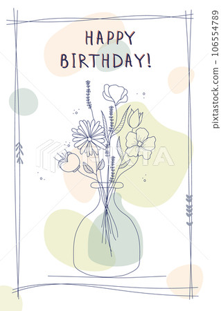 Hand drawn floral composition in vase. Greeting car 106554789