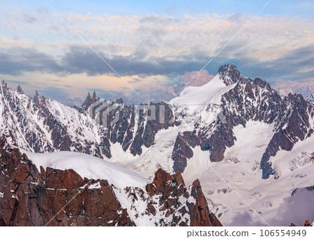 Mont Blanc mountain massif view from Aiguille du Midi Mount 106554949