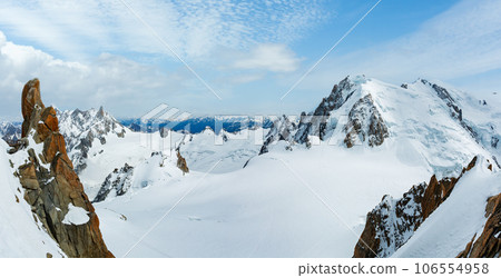 Mont Blanc mountain massif view from Aiguille du Midi Mount 106554958