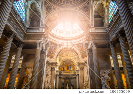 Ornamental and painted ceiling of Pantheon in Paris, France 106555009