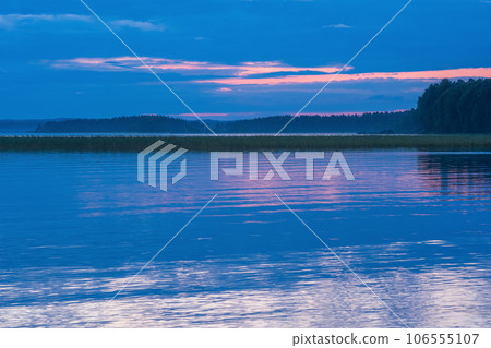 natural landscape, white night over the wide northern lake natural landscape, white night over the wide northern lake 106555107