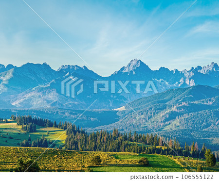 Summer mountain village panorama (Poland) 106555122