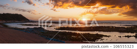 Sunset ocean view from beach. Sunset ocean view from beach. 106555323