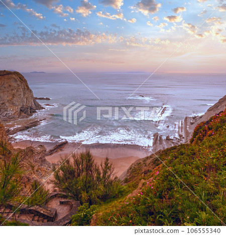 Spring sunset ocean coast. 106555340
