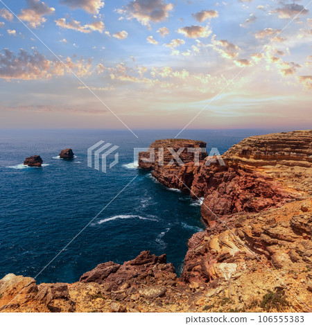 Summer Atlantic rocky coast (Algarve, Portugal). Summer Atlantic rocky coast (Algarve, Portugal). 106555383