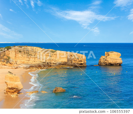 Atlantic rocky coast view (Algarve, Portugal). Atlantic rocky coast view (Algarve, Portugal). 106555397
