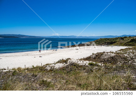 Praia de Figueiras beach at the east coast of Illas Cies, Galicia, Spain 106555560