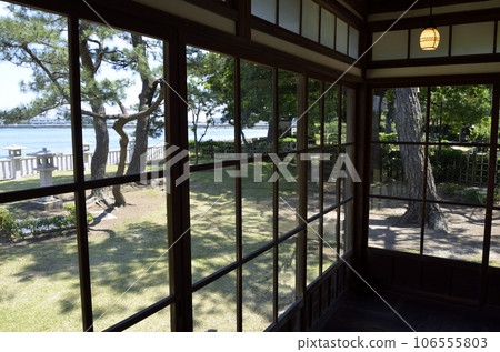 Corridor and glass doors Former Hirobumi Ito Kanazawa villa connecting corridor 106555803