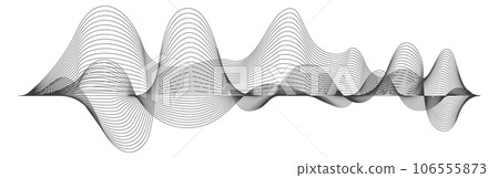 Sound waveform. Black line pulse signal. Amplitude shape Sound waveform. Black line pulse signal. Amplitude shape 106555873