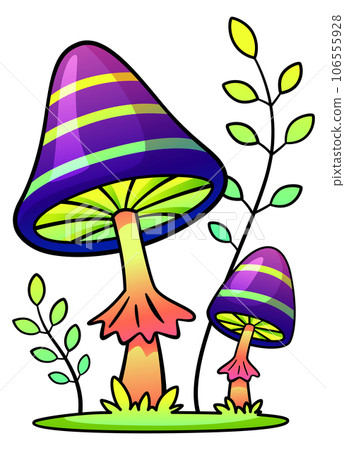 Colorful glow mushroom. Growing forest poison fungus Colorful glow mushroom. Growing forest poison fungus 106555928