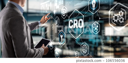 Conversion rate optimization on virtual screen. CRO concept and lead generation 2023 106556036
