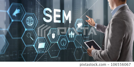 SEM Search Engine Optimization Marketing Ranking Traffic Website Technology Communication Concept 106556067