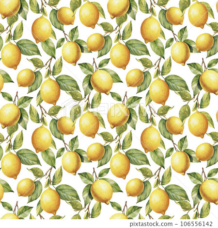 Seamless pattern with lemons. Hand drawn... - Stock Illustration ...