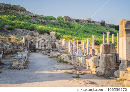 Ruins of the ancient Lycian city Perge located near the Antalya city in Turkey turkiye, GO Everywhere 106556270