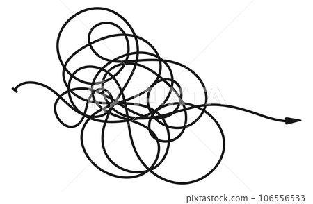 Tangled line arrow. Chaotic direction pointer icon 106556533