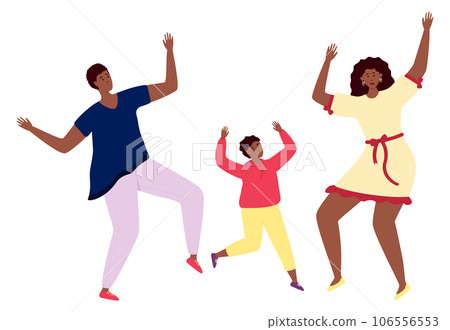 Cheerful people celebrating. Joy and hapiness. Dancing character 106556553