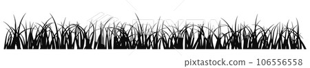 Grass gorizontal border. Seamless lawn plants silhouette 106556558