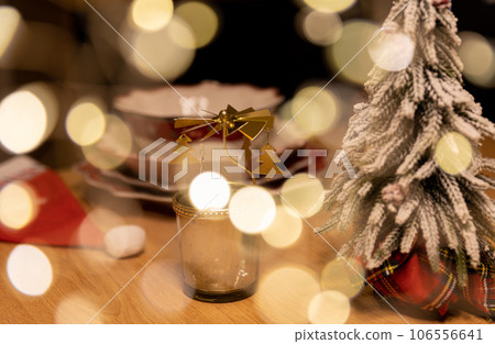 christmas festive decoration on the table selective focus christmas festive decoration on the table selective focus 106556641