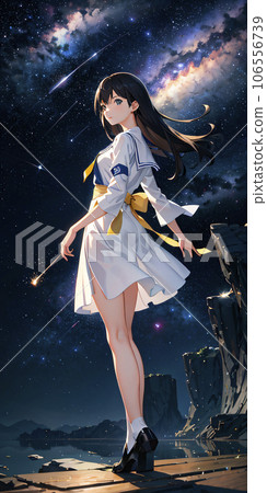 “AI-generated image” of a beautiful girl looking back with the Milky Way in the background “AI-generated image” of a beautiful girl looking back with the Milky Way in the background 106556739