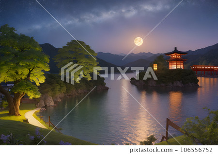 The moon lighting up the sky - Generative AI 106556752