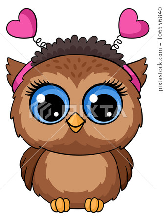 Lovely owl character. Cartoon romantic bird mascot 106556840