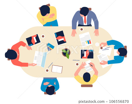 Team working together top view. People collaborate 106556870