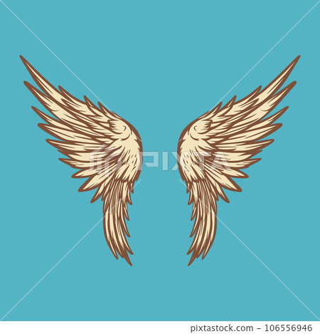 Vector Wings Icon. Vintage Angel Wings Icon, Design Template, Clipart. Cupid, Angel or Bird Wings. Vector illustration 106556946