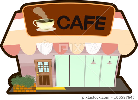 可愛簡單的咖啡館插畫 106557645